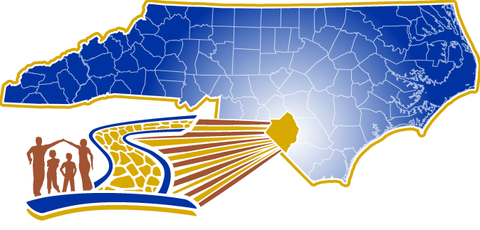 Map of North Carolina showing the location of Fairmont, North Carolina